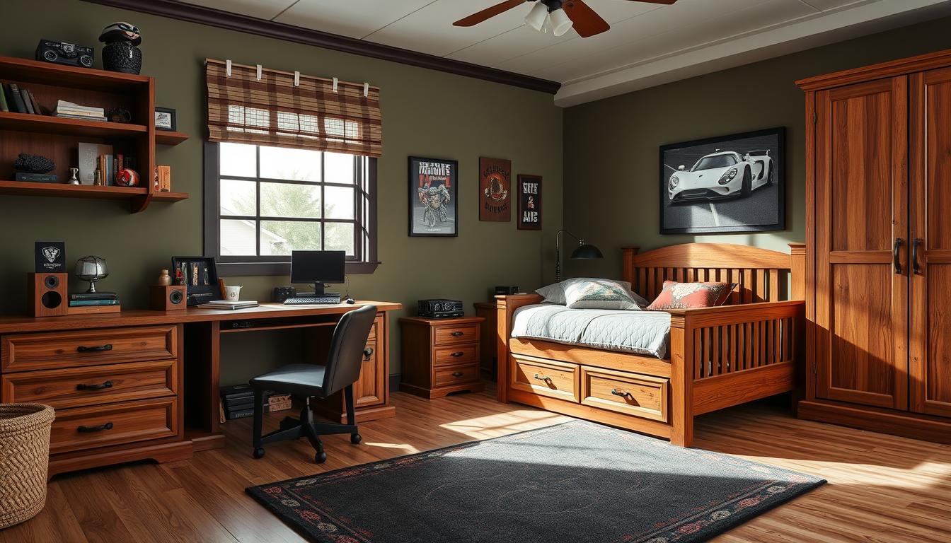 wooden furniture in kids' room